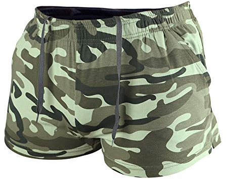 Muscle Alive Hombres Deportes Al Aire Libre Corriendo Pantalones Cortos Rutina Be Ejercicio Aptitud Fondo con Bolsillos Camuflaje Verde L