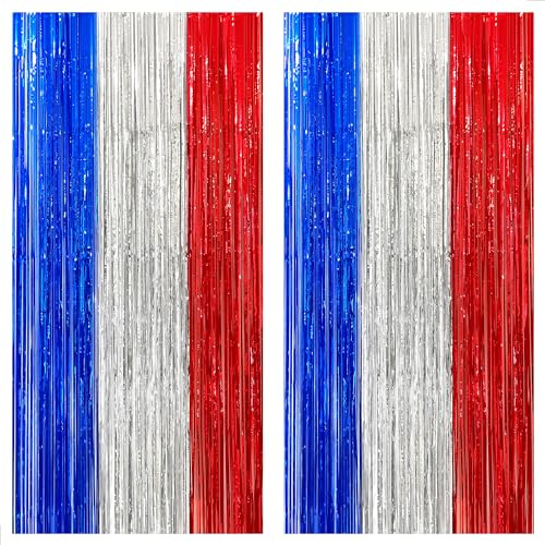 KatchOn, Stelle filanti rosse, bianche e blu – XtraLarge, 20,3 x 1,8 m, confezione da 2 | Decorazioni a tema britannico, decorazioni per feste | orpelli rosse bianche e blu per decorazioni per il