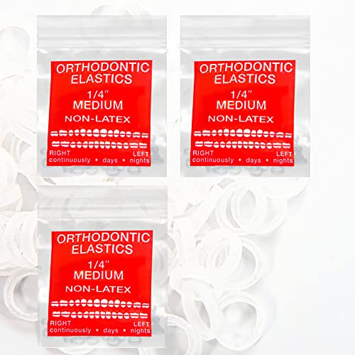 300 st mellanstora 6,4 mm icke-latex-intraorala gummigummigummiband, unika ortodontiska gummiband, tillverkad i USA