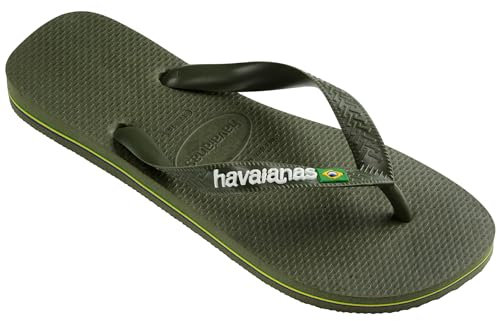 Havaianas - Brasil Logo, ikonische, bequeme und langlebige Badelatschen mit Brasilien- Flagge und rutschfester Sohle mit farbigen Streifen, Unisex-Erwachsene