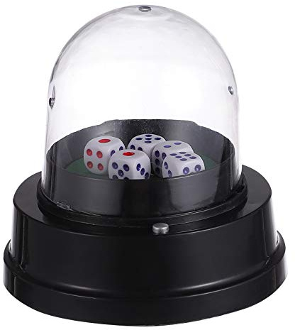 Toddmomy Electric Dice Cup with 5 Dice Automatic Shaker Portable Container for Bar Games Craps Backgammon Travel Use No Battery