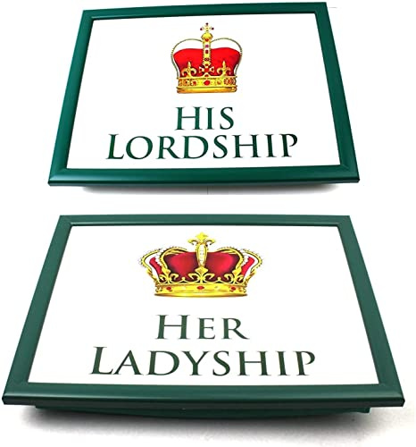B4E Her Ladyship and His Lordship Lap Tray Serving Set Cushioned