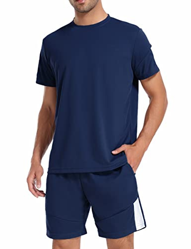 Litherday Completo Sportivo Uomo Estivo con Maglietta a Manica Corta e Pantaloncini con Tasche per Jogging Palestra S-XXL