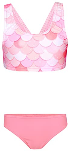 Aquarti Costume da Bagno per Ragazze Bikini Sportivo 2 Pezzi Bambina, Sirena/Rosa/Albicocca, 134