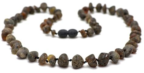 Damen Bernsteinkette - Natürliches Baltisches Bernstein Schmuck - Kette Echtes Bernstein-Schmuckstück - Bernsteinschmuck Handgefertigt in Litauen (40 CM)