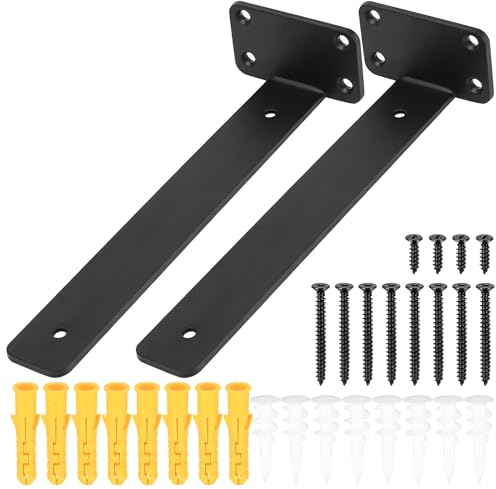 Regalhalterung, 2 Stk Schwebende Regalträger, Unsichtbare Tablarträger Regalwinkel, Schwimmender Regalbodenträger, Schwerlastträger Regalkonsole Wandregal für Regale - schwarz/25cm