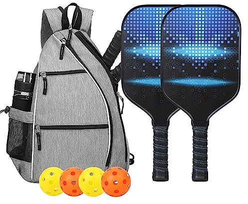 WOBBLO Schläger aus Fiberglas | Pickleballschläger aus Kohlefaser | Leichter und tragbarer Gurkenballschläger mit Kugeln, Pickleball-Ausrüstung aus Fiberglas für