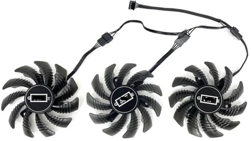 QKFTCSDW Ventilateur de Refroidissement 78MM PLD08010S12HH GTX 1660, Compatible avec Carte Graphique GTX 1660 Super Ti, Ventilateur de Refroidissement(Black 3-Fan)
