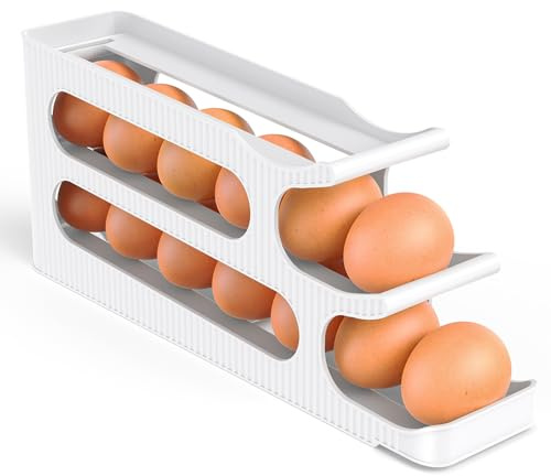 Porta Huevos, 3 Niveles Organizador Automático, Que Ahorra Espacio Hueveras para Frigorifico, Cocina, 1 Pieza