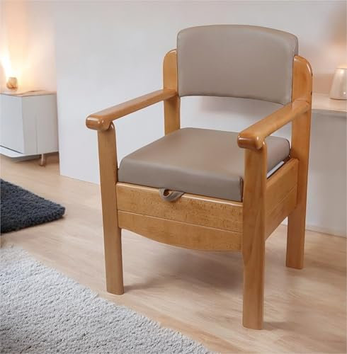 Aidapt Luxury Wooden Commode Toilet Chair.Discreet,Hidden Commode Pail,Padded Seat,Backrest,Portable Aid,Elderly,Bedside,Homecare Nursing Home with Bucket,Modern,Inconspicuous, Coffee Latte