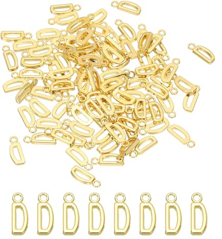 PATIKIL Bokstavsberlock, 100 st alfabetshänge initial berlock bulk söt gör-det-själv för smyckestillverkning armband örhängen halsband nyckelringar hantverk, guldton, bokstav D, Bokstavsberlock
