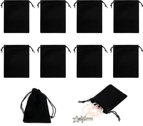 Miunpri Lot de 10 pochettes à bijoux en velours avec cordon de serrage - 7 x 9 cm - Mini sac cadeau pour bijoux, bagues, mariages, fêtes