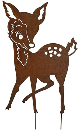 Bornhöft Ornamento da giardino REH in metallo arrugginito, 60 x 40 cm, decorazione da giardino, decorazione da giardino arrugginita, spina in ferro