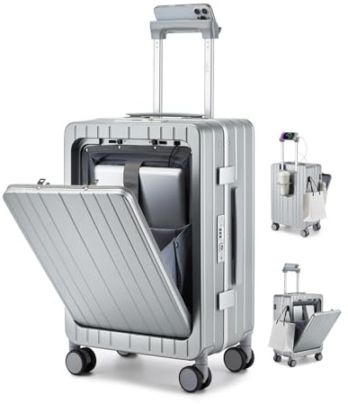 Sea choice Handgepäck mit Laptopfach für 15,6 Reisekoffer aus PC mit USB-Anschluss Hartschalen Trolley Koffer, TSA Schloss leisen 360°-Rollen