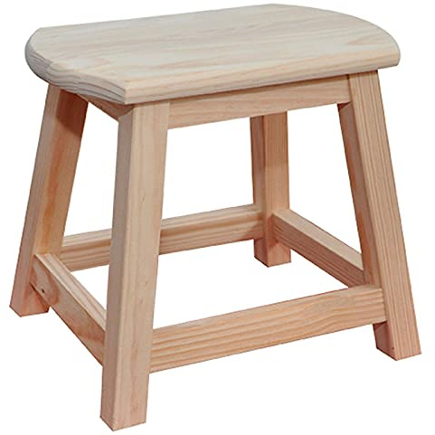 AC - Taburete Rectangular de Madera Maciza Natural sin Tratar, banqueta rústica, reposapiés - 29,6 x 34,7 x 27 cm
