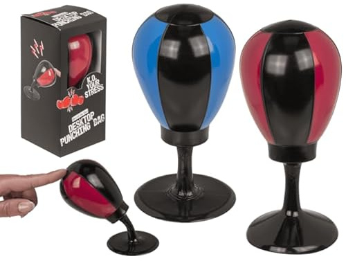 Boxsack für den Tisch, Anti-Stress, 16 cm, Mini-Punchingball mit Saugnapf, 2 verschiedene Farben, lustige Geschenkidee für Büro und Zuhause