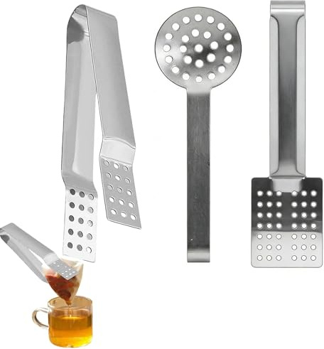 3Pcs Tea Bag Squeezer Tongs Set, Silver Teabag Squeezer Tools