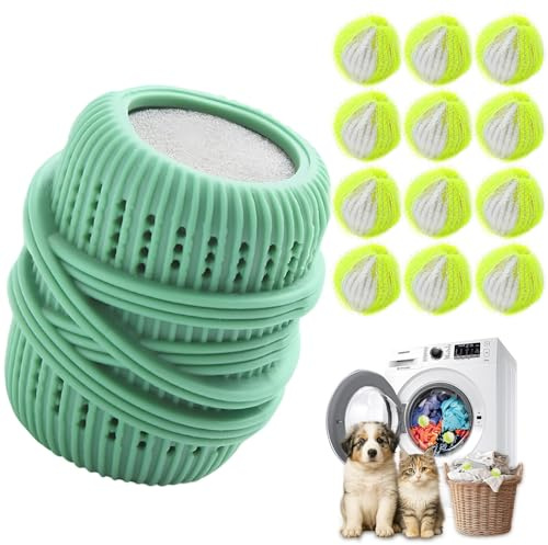 Atrapa Pelos Lavadora Mascota, 13 Piezas Quita Pelos Mascota Reutilizable, Bolas Atrapa Pelos para Lavadora, Quita Pelos de Lavadora para Elimina Pelo de Perro, Gato, Pelusas y Suciedad