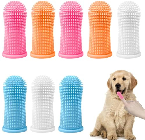 CEJAS 8 Pezzi Spazzolino Per Cani, Spazzolino A Dito In Silicone Morbido, Per La Pulizia Dei Denti Di Cani E Gatti, Set Multicolore Per L'Igiene Orale Degli Animali Domestici