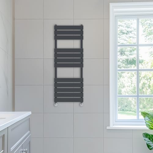 NRG 1200 x 450 mm Designer Flat Panel Heated Towel Rail Radiators Anthracite Bathroom Radiator