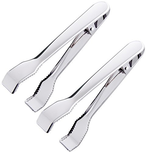 HINMAY Eiszange für Eiskübel 6-3/4 Zoll - 2er Set - Premium 18/8 Edelstahl Eiszange mit Zähnen für Eiszucker Würfel Tee Party Kaffee Bar Essen Servieren