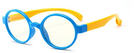 Ototon Blue Light Blocking Glasses for Children Anti UV Eye Fatigue Headache Eye Strain Safety Glasses for Computer/Phone/TV Boys Girls (Blue Frame Yellow arms)