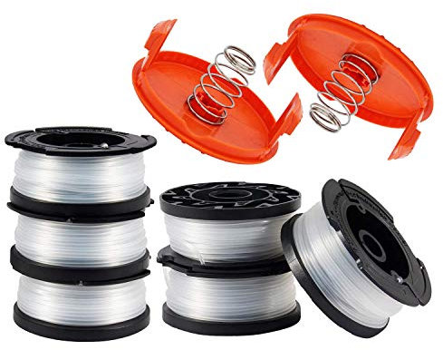 Strimmer Spool for Compatible with Black & Decker AF-100 String Trimmers Replacement Part, 30ft 0.065 Autofeed Weeding Eater Spools with RC-100-P Spool Cover Cap for Electric Trimmers