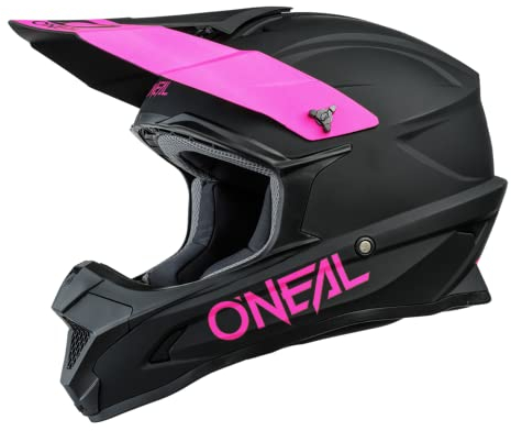 O'NEAL | Motocross-Helm | MX Enduro Motorrad | ABS-Schale, , Lüftungsöffnungen für optimale Belüftung und Kühlung | 1SRS Helmet Solid | Erwachsene | Schwarz Pink | Größe XXL