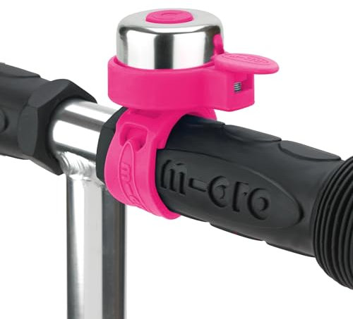 Micro Scooter | Plain Handlebar Bell | Suitable for All Bikes & Scooters | Kids Bike Accessories | Flexible Silicone Strap | Easy To Attach | Loud | Waterproof | Pink
