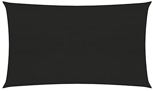 Mogou Sun sail, privacy screen, balcony, sun protection, sun protection awning, rain protection balcony, side awning, privacy screen terrace, 160 g/m², black, 2 x 5 m HDPE