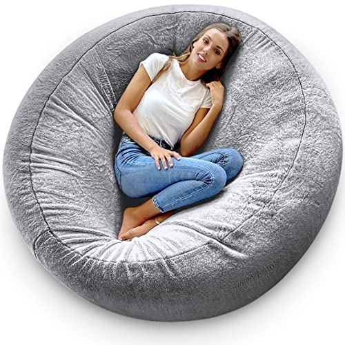 Aiire Riesen Sitzsack Kaninchenfell 150 cm - Bean Bag Chair XXL Flauschig mit Füllung für Deko, Jungen und Kinder - Bodenkissen Grob, Chill Sessel für Kuschelecke – Relaxo Sitzsäcke Erwachsene