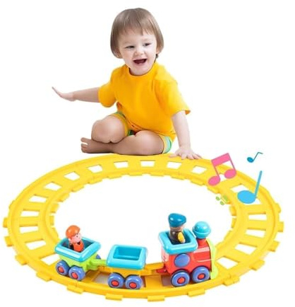 Auspint Toy Train, Musical Electric Train Toys, Children's Electric Train Sets, Train Tracks, Train Sets Suitable for Children Aged 1-3 Years Old as Birthday Gifts