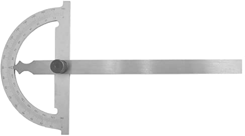 WRS Präz.-Gradmesser/Winkelmesser, Skala mattverchromt, blendfrei, mit Metall-Feststellschraube, 0-180°, im Etui, Größe: 150 x 200 mm