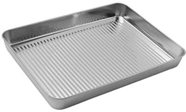 Zerodeko Backformen aus Edelstahl Antihaft Multifunktions-Serviertablett Blech geschenke für den einzug wiederverwendbare grillschalen Bratpfanne Backform aus Edelstahl Backzubehör Rechteck