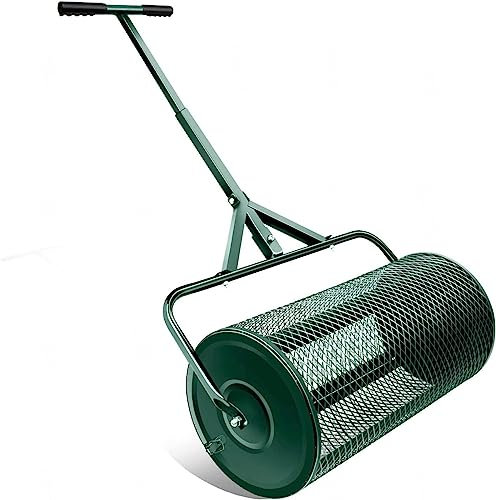 OSBELE Esparcidor de Compost Esparcidor de turba y Musgo, esparcidor de estiércol de Malla metálica Liviana con Mango Ajustable en Forma de T para Plantar y sembrar, esparcidores de Fertilizantes p