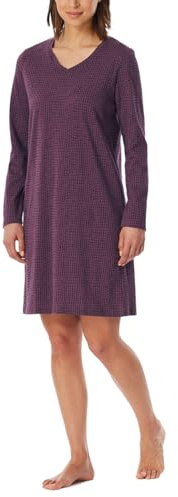 Uncover by Schiesser Damen Nachthemd Langarm-Nachtwäsche Chemise de Nuit, Prune_182851, 48 Femmes