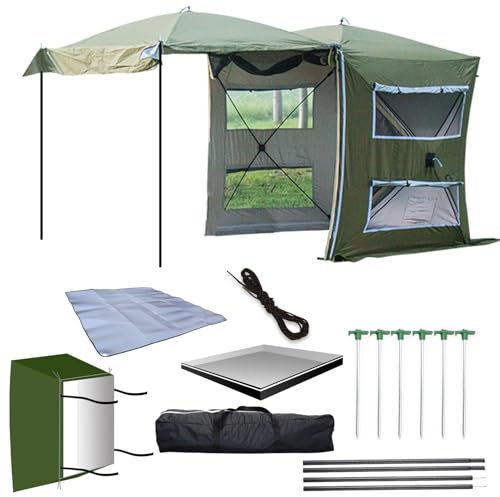 MIAOMI Car Awning, Car Canopy with Protection, Waterproof, Van or Camper, Freestanding Tent, Camping Bus Car Rear Tent, Freestanding Tent, Camping Bus Car Rear Tent(Green,Large)