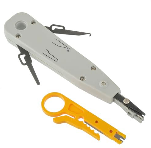 EPLZON LSA Outil, Outil Insertion LSA avec Mini Pince à Dénuder pour Prises Réseau, Zones de Brassage, boîte de Montage et boîtier encastré, câble de raccordement avec Coupe Fil(Gris)