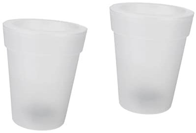 Lot de 2 pots de fleurs lumineux avec pierres blanches - Pots de fleurs LED d'extérieur - Pot à bonsaï de mariage