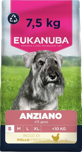 EUKANUBA Life Care Croquettes Chien Senior Petite Race 11 Ans et Plus, Riche en Poulet Frais, Glucosamine, chondroïtine, L-carnitine, prébiotiques, sans colorants, arômes artificiels ni OGM - 7,5 kg
