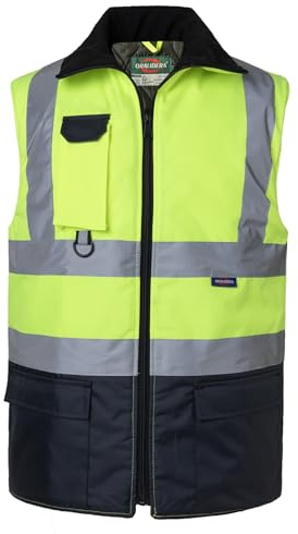 Oralidera Herren Sicherheitsweste Warm Ärmellos Jacke Warnweste Reflektierende Winterweste Hohe Sichtbarkeit Wasserdichte Gepolsterte Arbeitsweste für Handwerker, Grün+Schwarz, XL