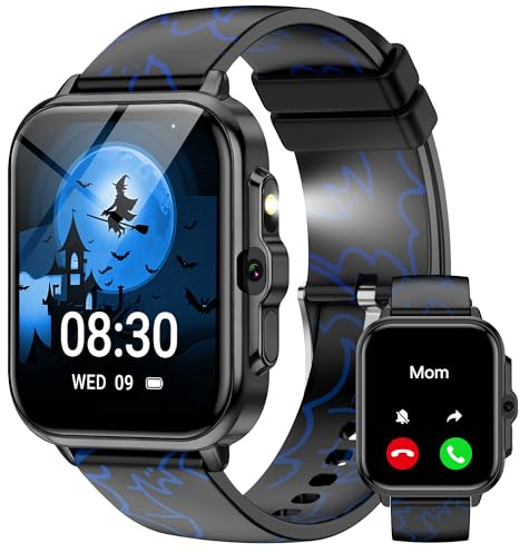 Smart Watch for Kids Boys Age 5-12, Ai Functions Games HD Touch Screen Watches with Video Camera Music Player Pedometer Heart Rate Sleep Tracker Christmas Birthday Gifts for Boys (Black, 1.85)
