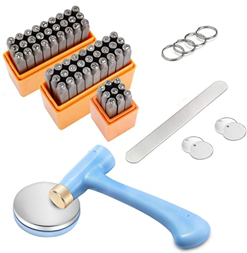 Jradse 63PCS Juego de Sellos de Letras y Numeros, Punzones para Metal para Metal 3mm Conjunto de Sellos, Letras A-Z, a-z, Numeros 0-9 y 2 Simbolos, Cuero, Madera, Plástico, Joyeria