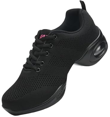 Chaussures De Danse Jazz pour Femmes,Baskets De Danse À Lacets,Chaussures De Danse Moderne À Semelle Fendue Et Coussin d'air, Talons Compensés À Semelles Épaisses