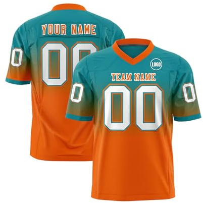 Magliette Personalizzate Maglie da Football Americano con Nomi e Numeri Stampati Asciugatura Rapida e Traspiranti Design a Maniche Corte Adatte per Squadre, tornei e Tifosi Verde