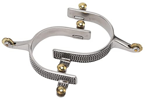 VBXCMLDPO 1 Coppia di speroni per Cavalli in Acciaio Inox, speroni da Cowboy Western con Design Floreale Vintage, speroni equestri Portatili per l’Equitazione e la Corda, Fascia del Tallone