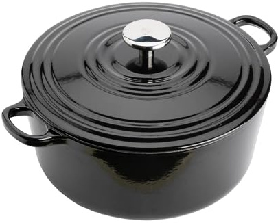 BK Cookware German Enamelled Iron, 28 cm/6.7 Litre Dutch Oven Casserole Dish with Lid, Induction, Dishwasher & Oven Safe, Black