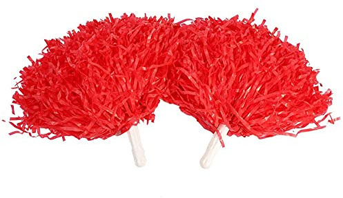 Keenso Pompons Cheerleading, 8 Farben, für Mädchen, speziell für den Tanz im Kindergarten, Zubehör für Cheer, Poms, Aktivitäten für Kinder, Stil rechter Griff (rot)