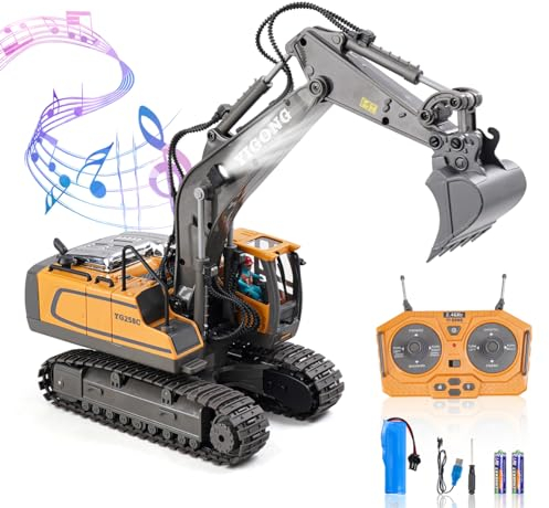 Daioller Ferngesteuertes Auto Bagger Spielzeug für ab 3 Jahre, 11CH 2.4 GHz RC Bagger mit Licht und Sound 680° Drehung, Geschenke für Kinder