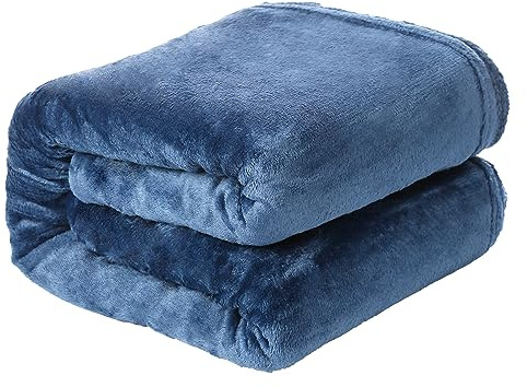 Etrexonline Manta de Franela Premium 100% Microfibra: Tacto Ultra Suave, Cálida y Mullida para Sofa, Cama y Sobrecama - Flannel Blanket de Calidad - 130x160cm Azul